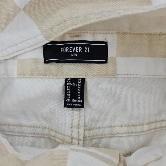 Forever 21 Men/Unisex Bib Overalls Size M (36x30) Beige White Color Block EUC - Picture 5 of 16
